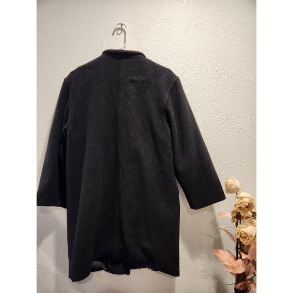 Vintage 70s Italian‎ Wool Blend Coat - Black, Size 8, Padded Shoulders - Picture 2 of 5